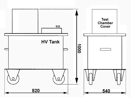Comet HV Test Skizze Comet HV Tester Abmessung Skizze