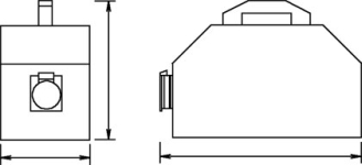 Tragbare / mobile einphasen Schutz-Trenn-Transformatoren in Gießharzvollverguß der Serie ETR mit Leistungen von 100VA bis 3500VA zur Schutztrennung Skizze Typ B